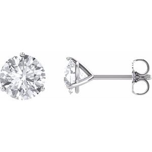 14K White 6.5 mm Round Forever Oneâ„¢ Lab-Grown Near Colorless Moissanite Earrings - BN & CO JEWELRY