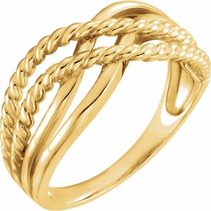 14K Yellow Crossover Rope Design Ring - BN & CO JEWELRY