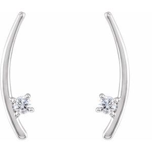 14K White 1/8 CTW Natural Diamond Ear Climbers - BN & CO JEWELRY