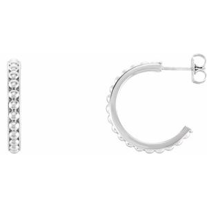 Sterling Silver 20 mm Beaded Hoop Earrings - BN & CO JEWELRY