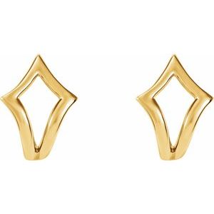 14K Yellow Geometric J-Hoop Earrings - BN & CO JEWELRY