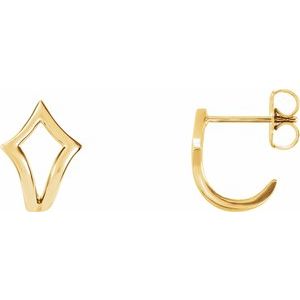 14K Yellow Geometric J-Hoop Earrings - BN & CO JEWELRY