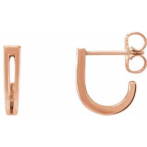 14K Rose Geometric J-Hoop Earrings - BN & CO JEWELRY