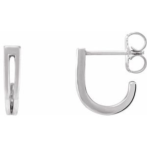 Sterling Silver Geometric J-Hoop Earrings - BN & CO JEWELRY