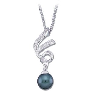 14K White Cultured Gray Tahitian Pearl & 1/5 CTW Natural Diamond 18" Necklace - BN & CO JEWELRY