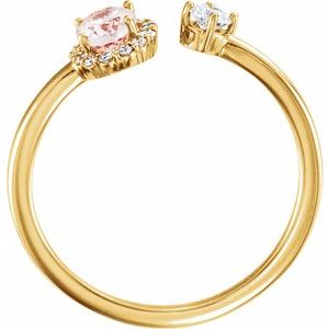 14K Yellow Natural Morganite & 1/6 CTW Natural Diamond Halo-Style Ring - BN & CO JEWELRY