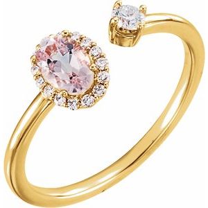14K Yellow Natural Morganite & 1/6 CTW Natural Diamond Halo-Style Ring - BN & CO JEWELRY
