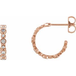 14K Rose 3/8 CTW Natural Diamond Huggie Earrings - BN & CO JEWELRY
