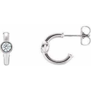 Sterling Silver Natural White Sapphire Huggie Hoop Earrings - BN & CO JEWELRY