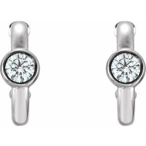 Sterling Silver Natural White Sapphire Huggie Hoop Earrings - BN & CO JEWELRY