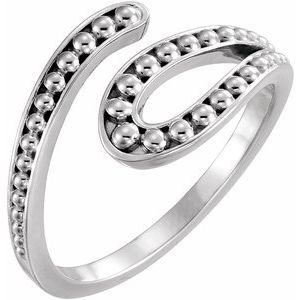 14K White Beaded Bypass Ring - BN & CO JEWELRY