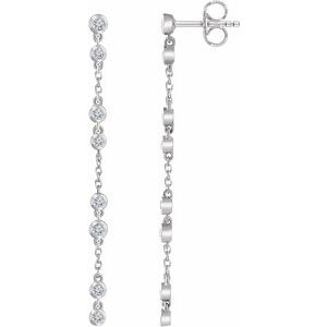 14K White 1/3 CTW Natural Diamond Chain Earrings - BN & CO JEWELRY