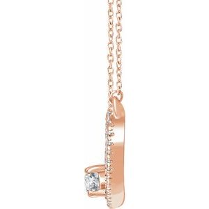 14K Rose 3/8 CTW Natural Diamond Two-Stone Bar 16-18" Necklace - BN & CO JEWELRY