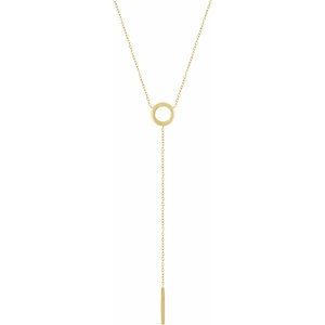14K Yellow Circle & Bar "Y" 16-18" Necklace - BN & CO JEWELRY
