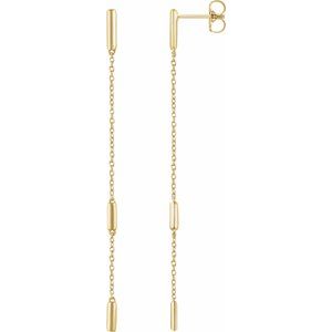 14K Yellow Bar Chain Earrings - BN & CO JEWELRY