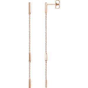 14K Rose Bar Chain Earrings - BN & CO JEWELRY