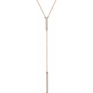 14K Rose 1/5 CTW Natural Diamond Bar Y 16-18" Necklace - BN & CO JEWELRY