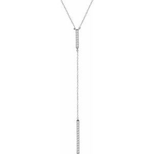 14K White 1/5 CTW Natural Diamond Bar Y 16-18" Necklace - BN & CO JEWELRY