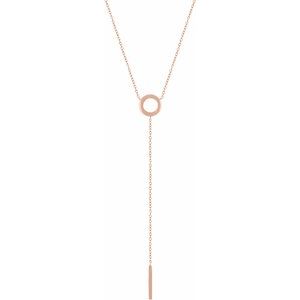 14K Rose Circle & Bar "Y" 16-18" Necklace - BN & CO JEWELRY