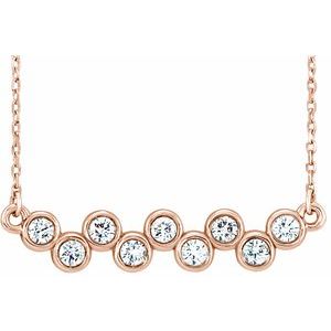 14K Rose 1/2 CTW Natural Diamond Bezel-Set Bar 16-18" Necklace - BN & CO JEWELRY