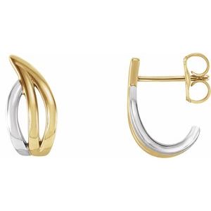 14K Yellow & White Freeform J-Hoop Earrings - BN & CO JEWELRY
