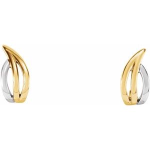 14K Yellow & White Freeform J-Hoop Earrings - BN & CO JEWELRY