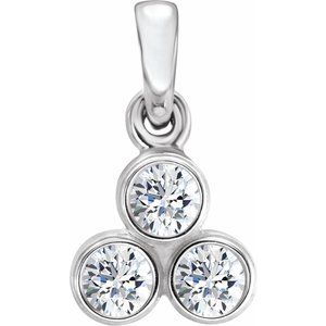 14K White 1/5 CTW Natural Diamond Three-Stone Pendant - BN & CO JEWELRY