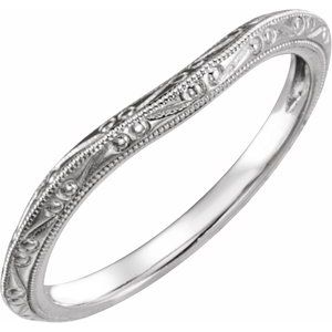 14K White Design-Engraved Band for 5.2 mm Engagement Ring - BN & CO JEWELRY
