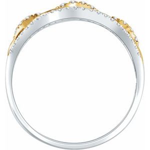 14K White/Yellow 1/4 CTW Natural Diamond Link Ring - BN & CO JEWELRY