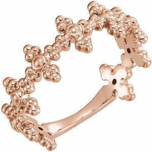 14K Rose Beaded Cross Ring - BN & CO JEWELRY