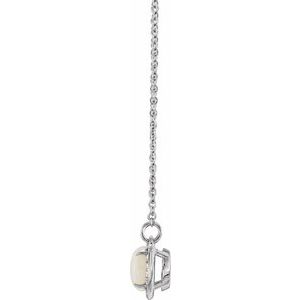 14K White Natural White Opal & .07 CTW Diamond Halo-Style 16 1/2" Necklace - BN & CO JEWELRY