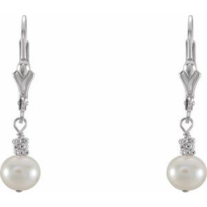 Sterling Silver 5.5-6 mm Freshwater Cultured Pearl Lever Back Earrings - BN & CO JEWELRY