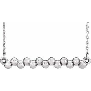 Sterling Silver Beaded Bar 16-18" Necklace - BN & CO JEWELRY