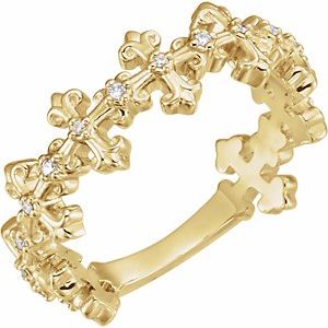 14K Yellow .06 CTW Diamond Cross Ring - BN & CO JEWELRY
