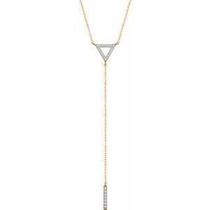 14K Yellow 1/6 CTW Natural Diamond Triangle & Bar Y 16-18" Necklace - BN & CO JEWELRY