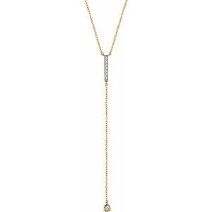 14K Yellow 1/8 CTW Natural Diamond Bar 16-18" Necklace - BN & CO JEWELRY