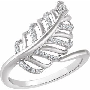 14K White 1/5 CTW Diamond Leaf Ring - BN & CO JEWELRY