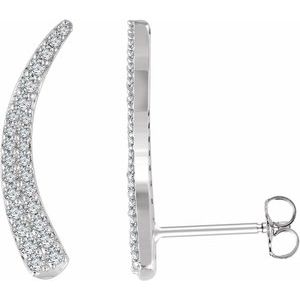 14K White 3/8 CTW Natural Diamond Ear Climbers - BN & CO JEWELRY