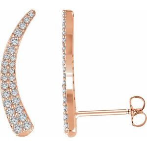14K Rose 3/8 CTW Natural Diamond Ear Climbers - BN & CO JEWELRY