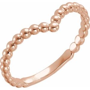 14K Rose Beaded V Ring - BN & CO JEWELRY