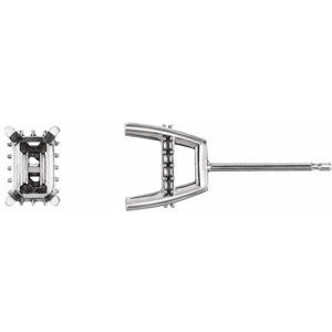 14K White 8x6 mm Emerald 4-Prong Accented Earrings - BN & CO JEWELRY