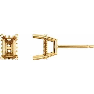 14K Yellow 8x6 mm Emerald 4-Prong Accented Earrings - BN & CO JEWELRY