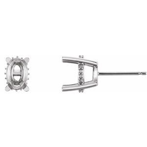 Sterling Silver 6x4 mm Oval 4-Prong Accented Stud Earrings - BN & CO JEWELRY