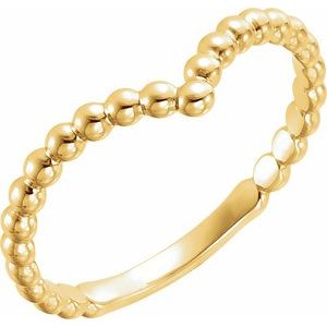 14K Yellow Beaded V Ring - BN & CO JEWELRY