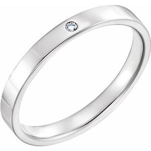 14K White .015 CTW Natural Diamond Flat Band Size 7 - BN & CO JEWELRY