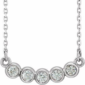 14K White .07 CTW Natural Diamond Bezel-Set 16-18" Necklace - BN & CO JEWELRY
