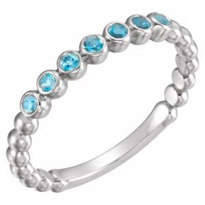 14K White Natural Blue Zircon Stackable Ring - BN & CO JEWELRY