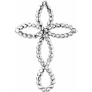 14K White Beaded Cross Pendant - BN & CO JEWELRY