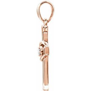 14K Rose .025 CT Natural Diamond Cross with Heart Pendant - BN & CO JEWELRY