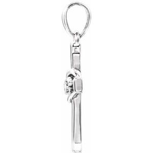 14K White .025 CT Natural Diamond Cross with Heart Pendant - BN & CO JEWELRY